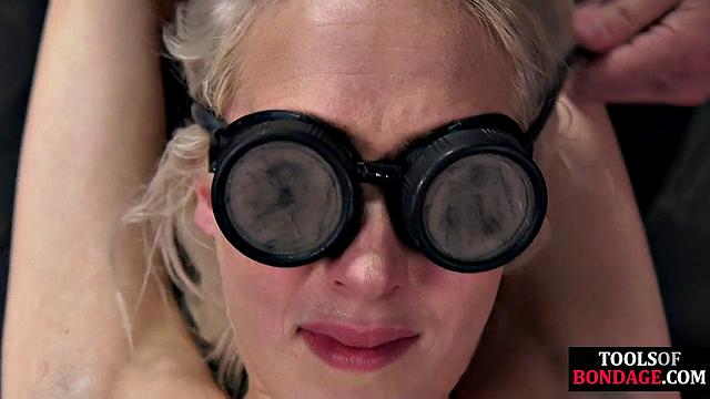 Submissive blonde pleases master