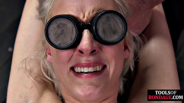 Submissive blonde pleases master