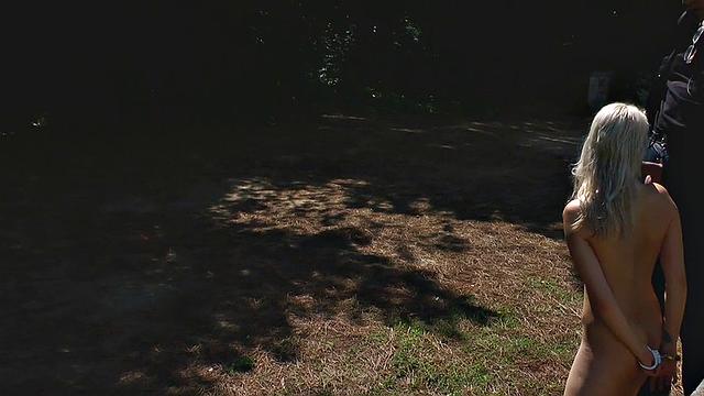 Blonde euroslut having outdoor sex and gives head