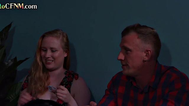 Brits CFNM babe gets fucked in front of group