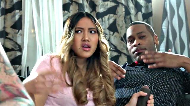 Sinning petite Asian pussy banged in doggystyle licking