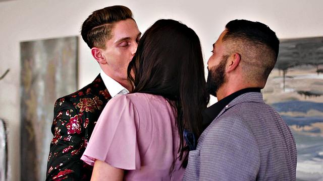 WE SWING BOTH WAYS - Hot Bisexual Office Threesome With Sophia Burns And Two Horny Males