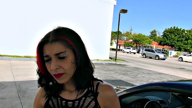 Latina amateur gives a steamy one-on-one handjob & gets a facial in the car