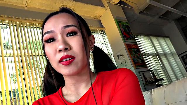 HJ Asian babe wanks and rides POV dick while talking dirty