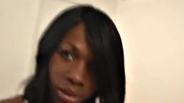 Cum sucking busty ebony gives blowjob