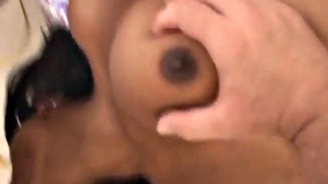 Cum sucking busty ebony gives blowjob