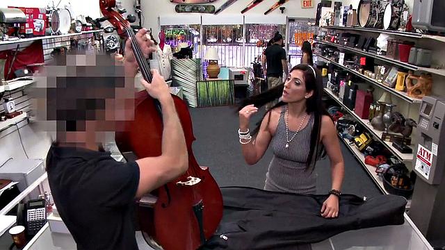 Pawnshop slut fucks after face fuck for better price