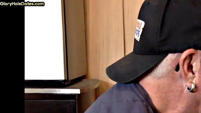 Bottom DILF gets sucked and fucked in gloryhole homemade scene