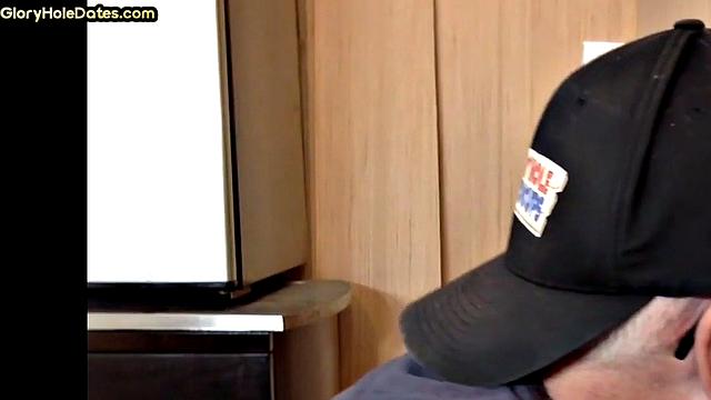 Bottom DILF gets sucked and fucked in gloryhole homemade scene