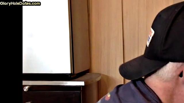 Bottom DILF gets sucked and fucked in gloryhole homemade scene