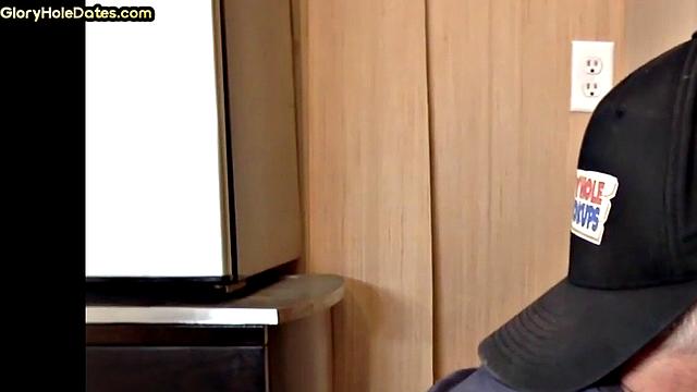 Bottom DILF gets sucked and fucked in gloryhole homemade scene