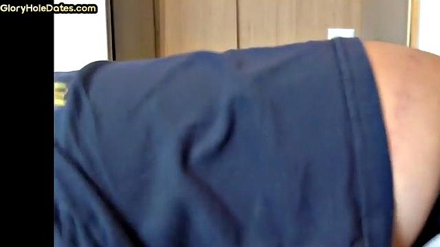 Bottom DILF gets sucked and fucked in gloryhole homemade scene