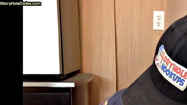 Bottom DILF gets sucked and fucked in gloryhole homemade scene