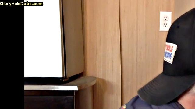 Bottom DILF gets sucked and fucked in gloryhole homemade scene