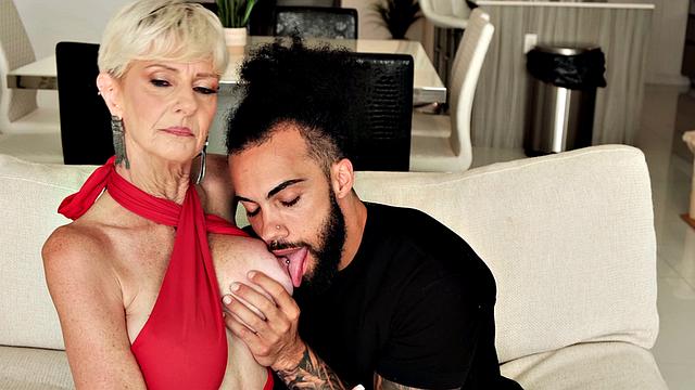 60-year-old Foxxxy fucks her son's best friend