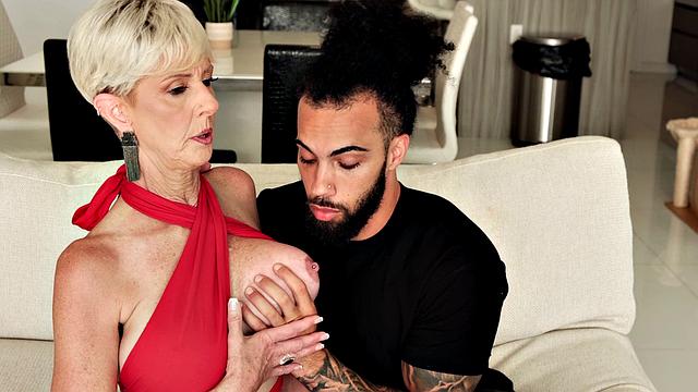 60-year-old Foxxxy fucks her son's best friend