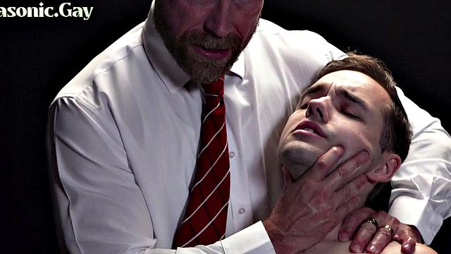 Suited masonic DILF whips twinks in front of voyeur