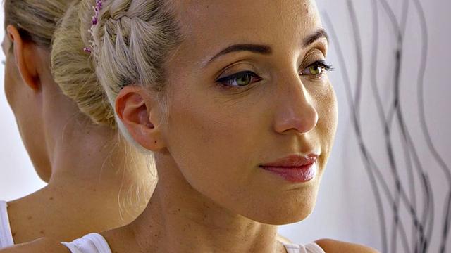 Sexy oiled babe seduces busty lez before eating her pussy