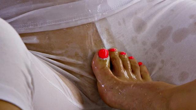 Sexy oiled babe seduces busty lez before eating her pussy