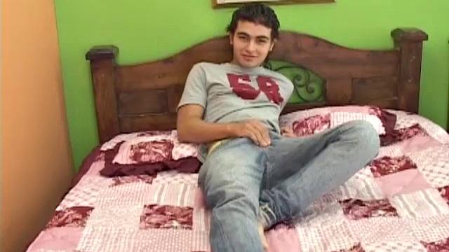 This gorgeous young Latino has a beautiful swimmer's body and a big uncut cock. Silvio strips naked and gives us a nice long look at his stunning physique, before getting down to some determined stroking.