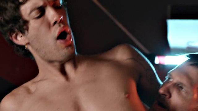 Top stud barebacks bottom in gay bar till cumshot