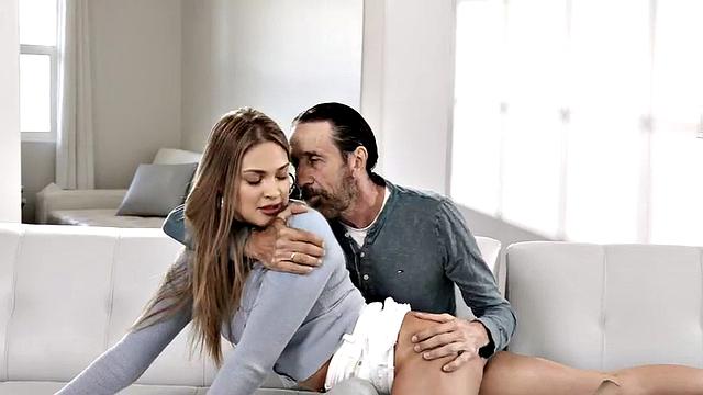 Babysitter babe licked and fucked by skinny perv