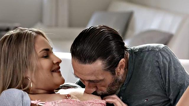 Babysitter babe licked and fucked by skinny perv