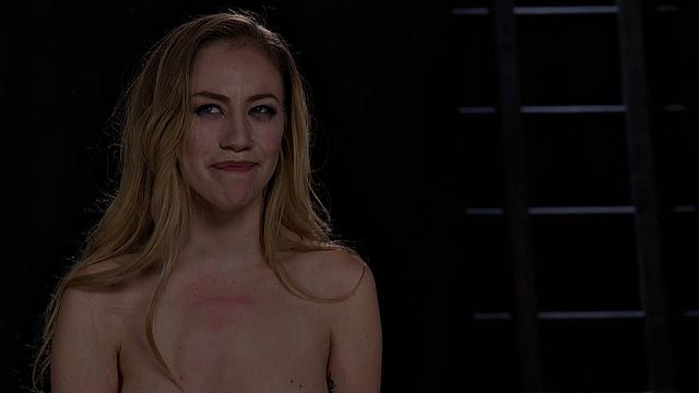 Gagged bondage subject clamped by dom punishment