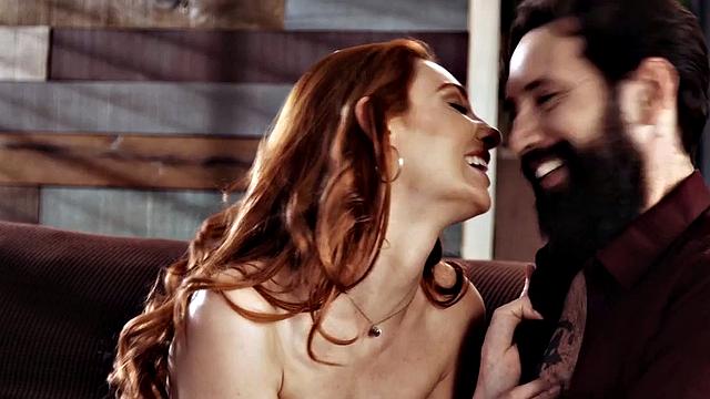 Kinky tattooed redhead mistress gives a sloppy blowjob before getting pounded from behind