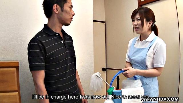 Hot house maid Nana Oshikiri gets a nice surprise