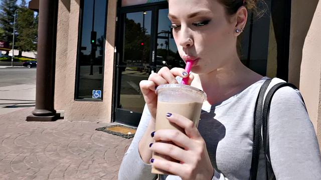 A bald babe with small tits get her smile on as she takes a deepthroat pounding in POV from behind