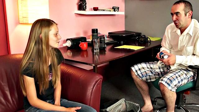 Cute newcomer nervously sucks and fucks