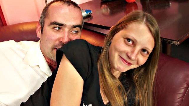 Cute newcomer nervously sucks and fucks