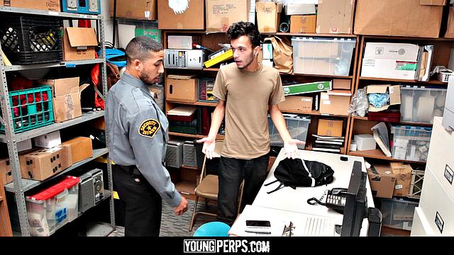Caught shoplifting, straight convict sucks security guard's cock to avoid jail
