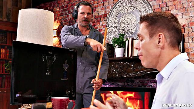 College Slut Gets Prof And Janitor for a Threesome