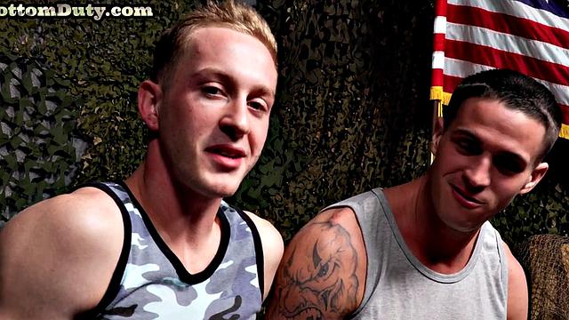 Military bottom on duty barebacked by jock until cumshot