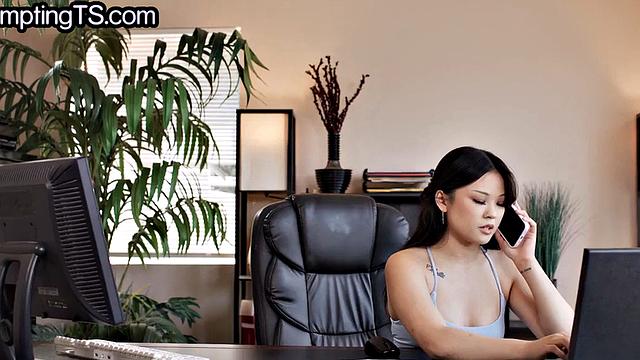 Hung lesbian tgirl fucks petite Asian