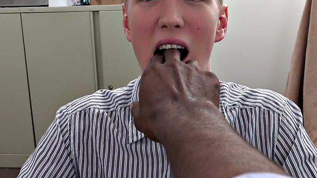 IR POV twink by black dominant gay in office