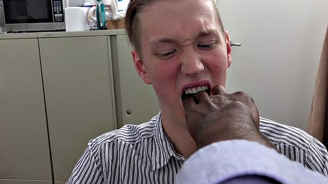 IR POV twink by black dominant gay in office