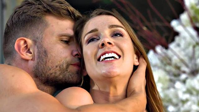 Anal GF with small boobies assfucked outdoor till BJ