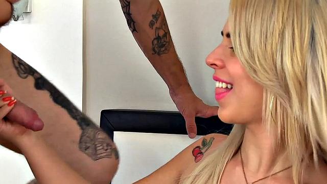 Hot blonde shemale Carol Penelope bareback