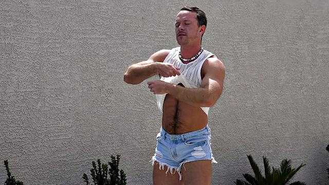 pool boy gets a full-body rubdown and more from another guy
