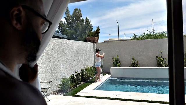 pool boy gets a full-body rubdown and more from another guy