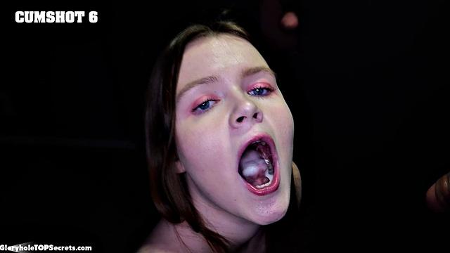ава марина ловит сперму ртом у дырки в стене