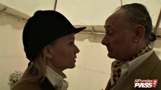 Naughty blonde showing her ass