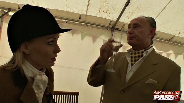 Naughty blonde showing her ass