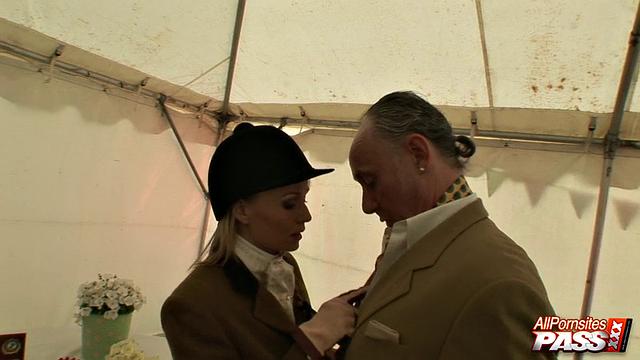 Naughty blonde showing her ass