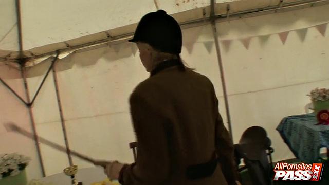 Naughty blonde showing her ass