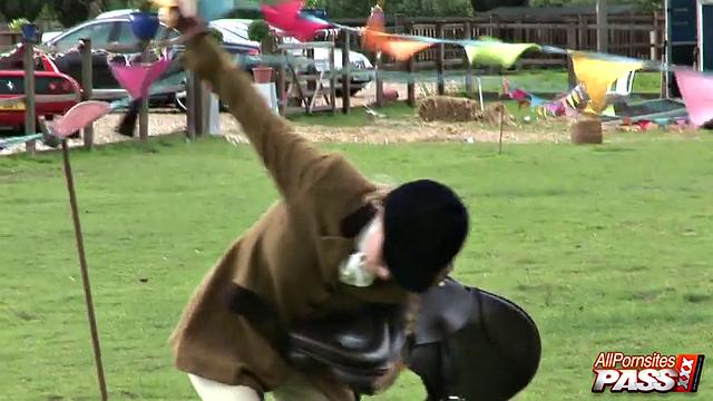 Naughty blonde showing her ass