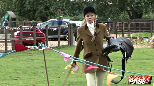 Naughty blonde showing her ass